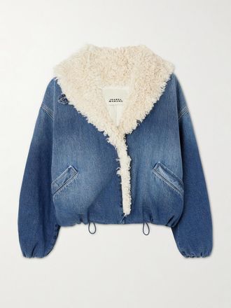 Isabel Marant Bomber Imbottito In Denim Con Finiture In Pile - Blu