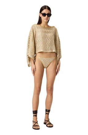 Missoni Zigzag Mesh Top With Sequins And Wide Sleeves in Gold at Nordstrom, Size 38 It