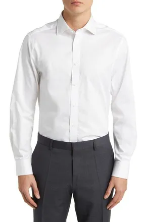 CHARLES TYRWHITT Luxury Twill Slim Fit Shirt Single Cuff in White at Nordstrom, Size 17.5