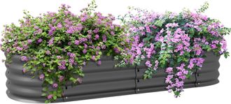 OUTSUNNY Galvanised Raised Garden Bed Planter Box with Safety Edging - Dark Grey | TJ Hughes
