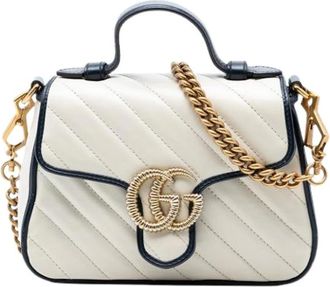 Gucci Pre-owned Mini Bags, female, White, Size: ONE SIZE Pre-owned GG Marmont Top Handle Bag
