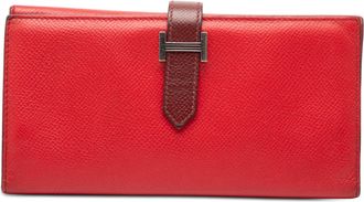Herm&egrave;s Tweedelige Epsom Bearn Soufflet Bifold Lange Portemonnee tweedehands