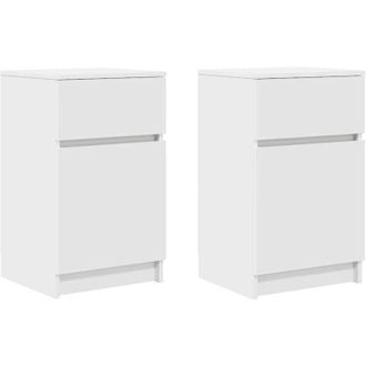 vidaXL Comodini 2 pz Bianchi 39x35x65 cm in Legno Multistrato - Vidaxl