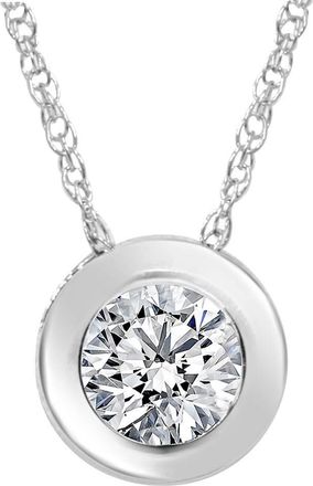 Pompeii3 3/4ct Round Bezel Solitaire Diamond Pendant Necklace 14K White Gold