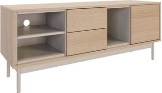 Selsey Selsey Layen - Mueble De Tv Con Dos Cajones Y Tres Compartimentos Abiertos, Acabado Roble / Gris Cashmere