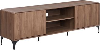 Beliani Mobile Tv Moderno Marrone Scuro In Mdf Con Anta, Passacavi E Gambe In Metallo Cowell