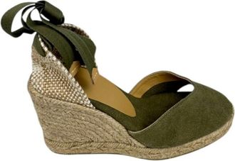Castaner Militaire Stijl Espadrilles - Dames - Sleehakken - Groen - 39 EU - Katoen - Schoenen