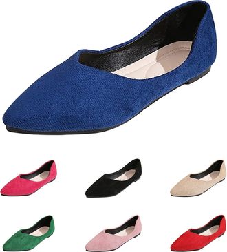 Generic Womens Pointed Toe Ballet Flats Moccasin Office Classic Suit Shoes Business Casual Loafers Lightweight Comfortable Slip On Loafer Hiking Shoes Suede F