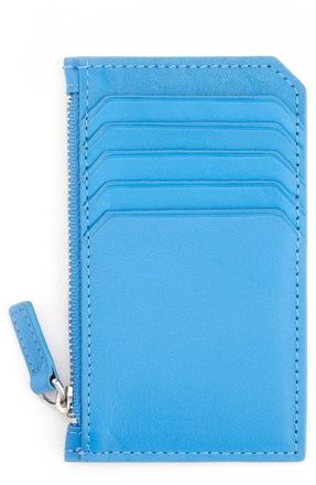 Royce Leather Personalized Card Case in Light Blue- Silver Foil at Nordstrom