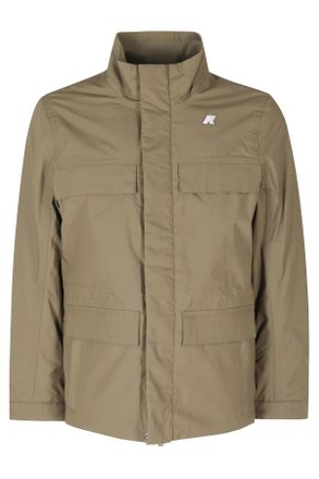 K-Way High-Collar Micro Canvas Casual Jacket With Zipped Pockets