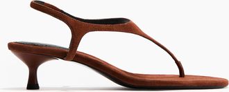 H&M Hohe Sandaletten aus Veloursleder - Beige