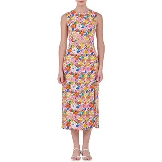 endless rose Floral Cutout Cotton Dress in White Multi at Nordstrom Rack, Size X-Small