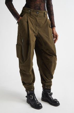 Dolce & Gabbana Waxed Faille Barrel Leg Cargo Pants in Marrone Scuro at Nordstrom, Size 2 Us