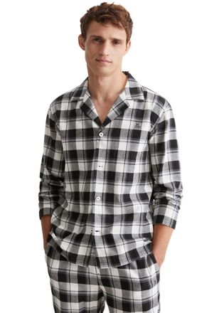 Marc O'Polo Pyjamaoberteil MARC OPOLO Homey Flanne, Herren, Gr. XL, schwarz (schwarz check), Flanell, Obermaterial: 100% Baumwolle, kariert, regular fit h&uuml;ftbedec