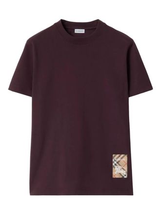 Burberry Katoenen T-shirt met geruit label - Rood