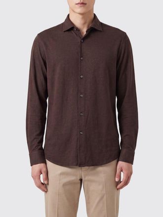 Drumohr Camicia slim fit in misto lino e cotone con collo francese