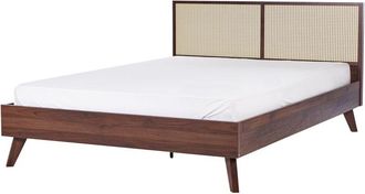Beliani Beliani - Cama Con Somier Madera Oscura 160 X 200 Cm Cabecero Monpazier