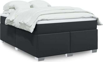 vidaXL Vidaxl - Cama Box Spring Con Colch&oacute;n Cuero Sint&eacute;tico Negro 140x190 Cm