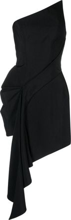 MUGLER draped asymmetric minidress - women - Virgin Wool/Cupro/Viscose - 44 - Black