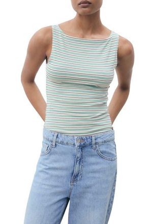 Mango Stripe Boat Neck Tank Top in Green at Nordstrom, Size X-Small
