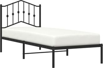 vidaXL Vidaxl - Metal Bed Frame without Mattress with Headboard Black 90x200cm