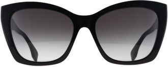 Fendi Cat Eye Womens Shiny Black Smoke Grey Gradient FE40151I Lettering - One Size