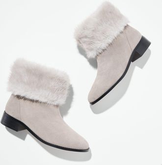 Talbots Tish Fur Suede Ankle Boots - Mist - 10 1/2 M Talbots