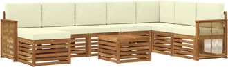 vidaXL Conjunto De Sof&aacute;s De Exterior 9 Uds. Natural Y Crema Vidaxl