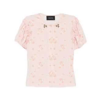 Simone Rocha Cardigan con maniche a sbuffo e pizzo traforato impreziosito - - Knitwear - Donna - Rosa - S