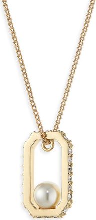 AllSaints Ellie Hex Faux Pearl Square Pendant Necklace in Pearl/Gold at Nordstrom