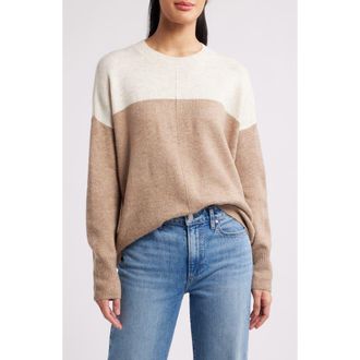 Vince Camuto Extended Shoulder Colorblock Sweater in Malted at Nordstrom, Size Xx-Small