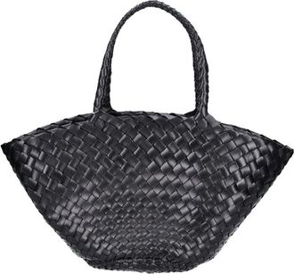 Dragon Diffusion Braided Black Leather Tote with Metal Closure