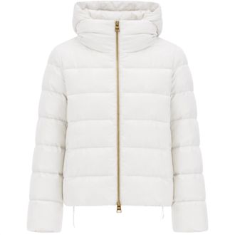 Herno Womens Down Puffy Silk Cashmere Jacket In White