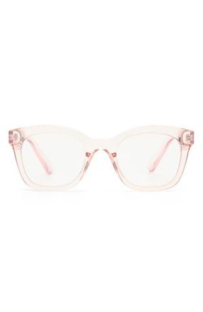 The Book Club The Beatrix 48mm Square Blue Light Blocking Reading Glasses in Crystal Rosewater at Nordstrom, Size +2.00