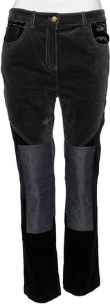 Roberto Cavalli Multicolor Denim Patch Detail Corduroy Pants