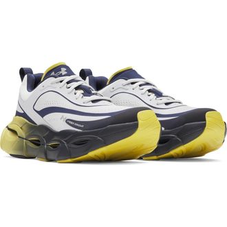 Under Armour UA Halo Racer Running Shoe in Washed Navy/Yellow/Gray at Nordstrom, Size 12.5