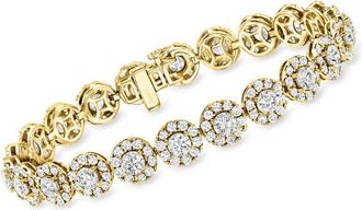 Grown Brilliance 10 Carat Lab Grown Diamond Tennis Bracelet in 14K Yellow Gold, F Color, VS Clarity, 7 Inches Length