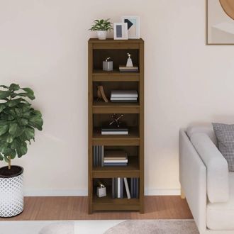 Berkfield Home Beautiful Book Cabinet Honey Brown 50x35x154 cm Solid Wood Pine | Size: 50 x 35 x 154 cm