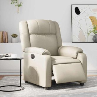vidaXL Vidaxl - Sill&oacute;n Reclinable El&eacute;ctrico De Cuero Sint&eacute;tico Crema