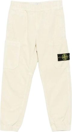 Stone Island Striped Velvet Trousers - male - Stone Island - Sweatpants - Beige - 8 Y - Kids