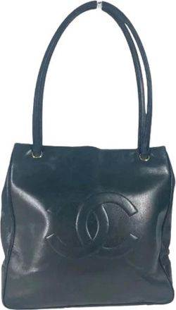 Chanel Pre-owned Tote Bags, female, Blue, Size: ONE SIZE Pre-owned Vintage Boston Tote Bag
