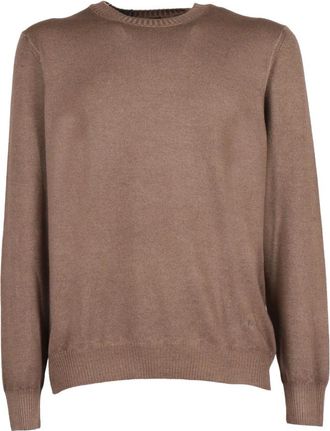 Fay Round-neck Knitwear, male, Brown, Size: 2XL Girocollo Tinto Capo F.12