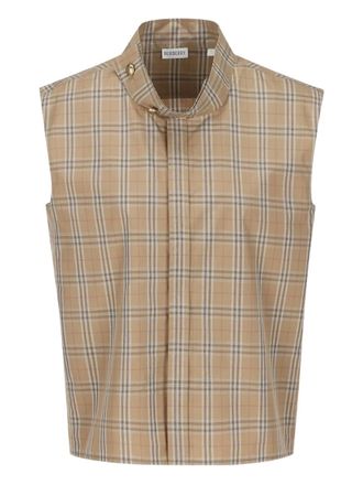 Burberry Mouwloze geruite top - Beige