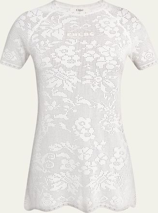 Chlo&eacute; Cotton Pointelle Mini Dress