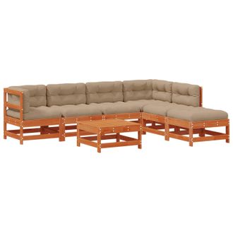 vidaXL Conjunto De Sof&aacute;s De Jard&iacute;n 7 Uds. Marr&oacute;n Cera Vidaxl
