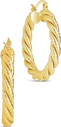 Sterling Forever Cerys Twist Hoop Earrings in Gold at Nordstrom Rack