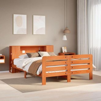 vidaXL Vidaxl - Cama Sin Colch&oacute;n Madera Maciza Pino Marr&oacute;n Cera 150x200 Cm