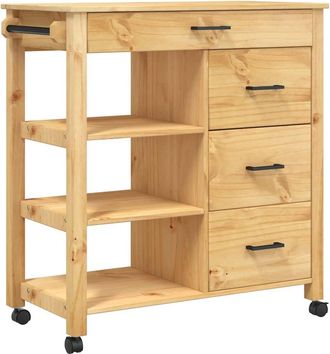vidaXL Carrito De Cocina Monza Madera Maciza De Pino 84x40x88,5 Cm Vidaxl