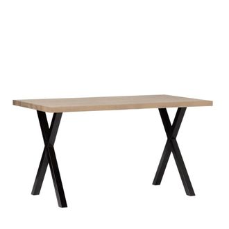 Klast Mesa de comedor efecto madera natural y metal negro 135x75 cm