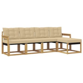 vidaXL Conjunto De Sof&aacute;s De Exterior Con Coj&iacute;n 5 Pcs Y Beige Vidaxl